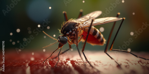 Zanzara che punge puntura di zanzara su pelle photo
