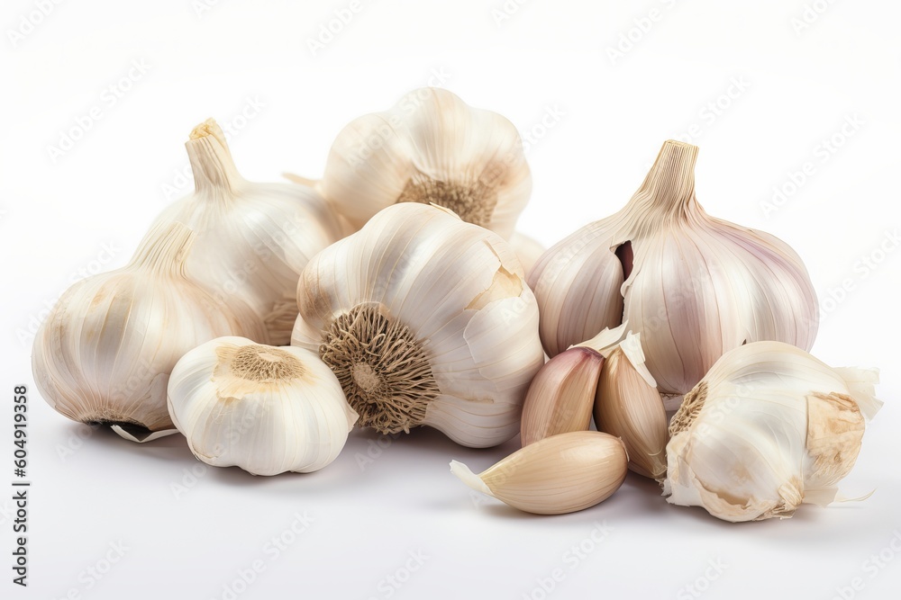 whole garlic on white background from generative ai whole garlic on white background from generative ai