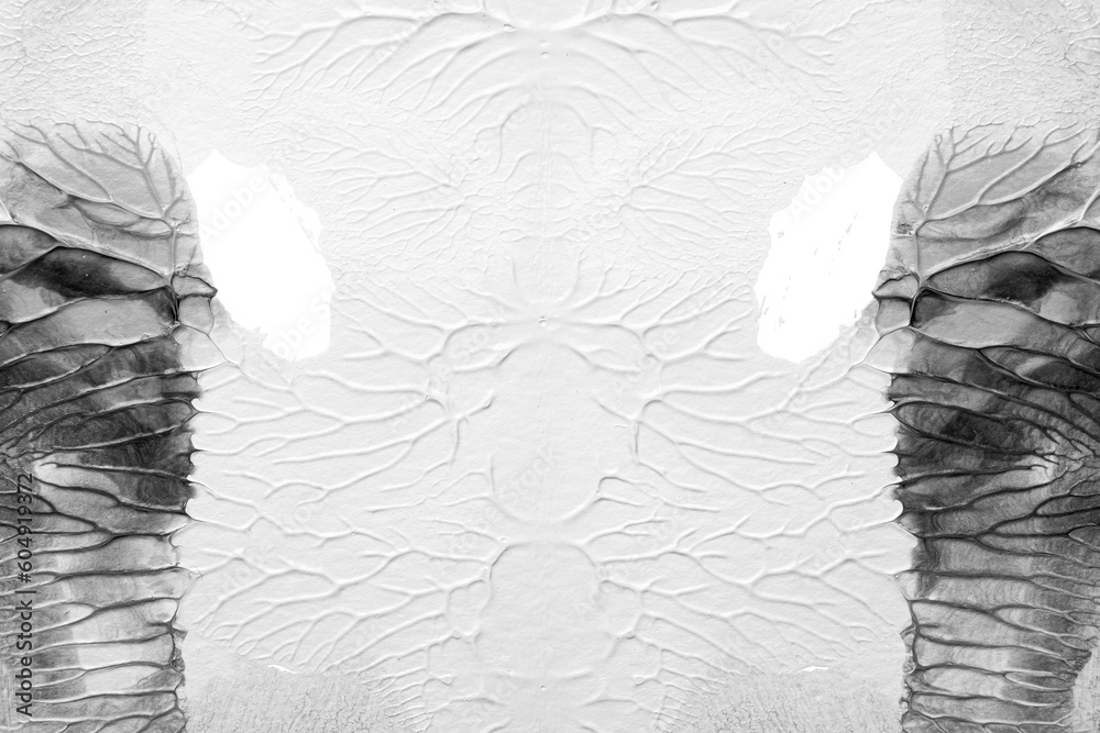 black white abstract acrylic painting color texture on white paper