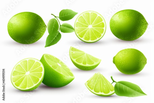 set of lemon fruits on a white background from generative ai
