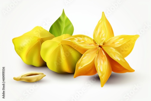 Starfruit on a white background from generative ai