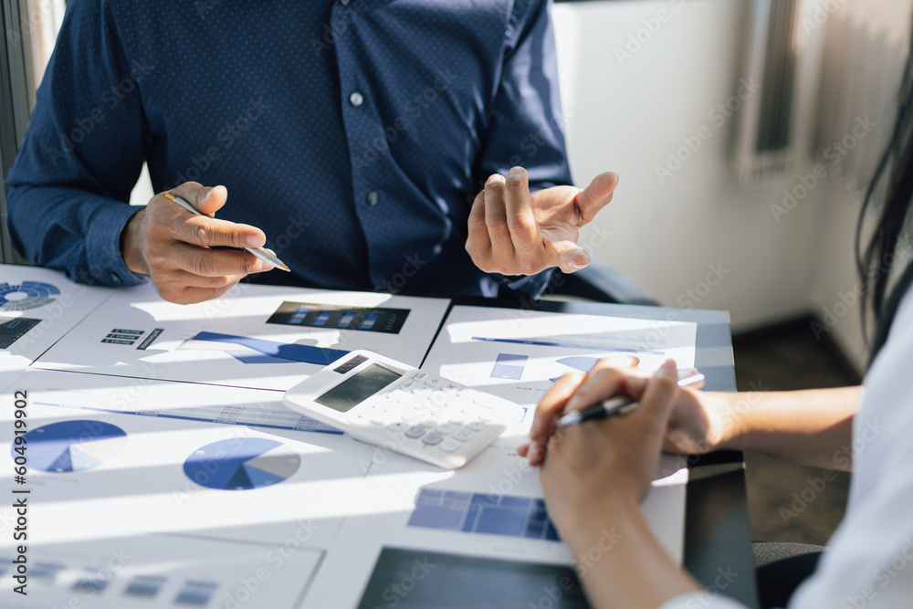 Business consultant meeting analyzes marketing growth research and business strategy planning. Investment data analysis financial planning and accounting. Business consultant meeting analyzes marketing growth research and business strategy planning. Investment data analysis financial planning and accounting.