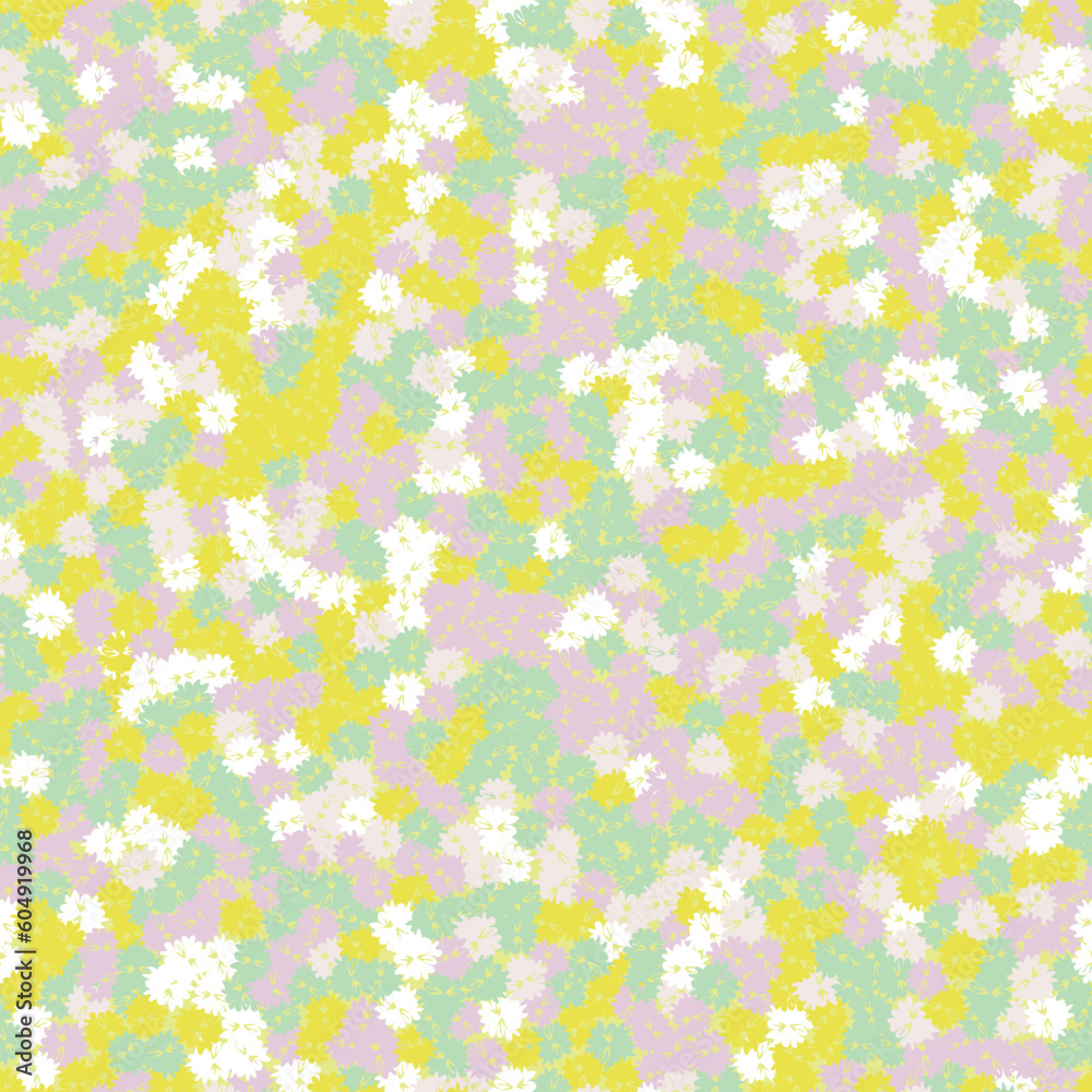 light pastel flower meadow seamless vector pattern