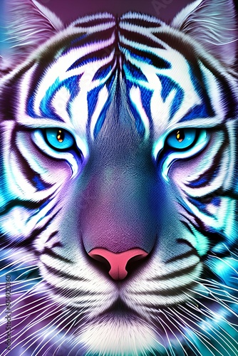Illustration of a blue tiger s head   8k - generative ai