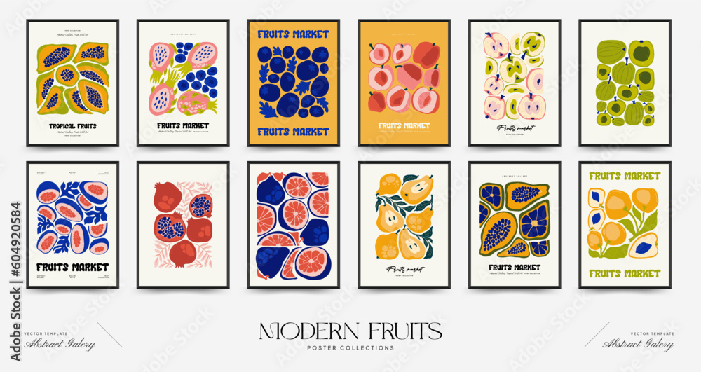 Abstract fruits posters template. Modern trendy Matisse minimal style. Exotic Healthy Food. Hand drawn design for wallpaper, wall decor, print, postcard, cover, template, banner. Abstract fruits posters template. Modern trendy Matisse minimal style. Exotic Healthy Food. Hand drawn design for wallpaper, wall decor, print, postcard, cover, template, banner.