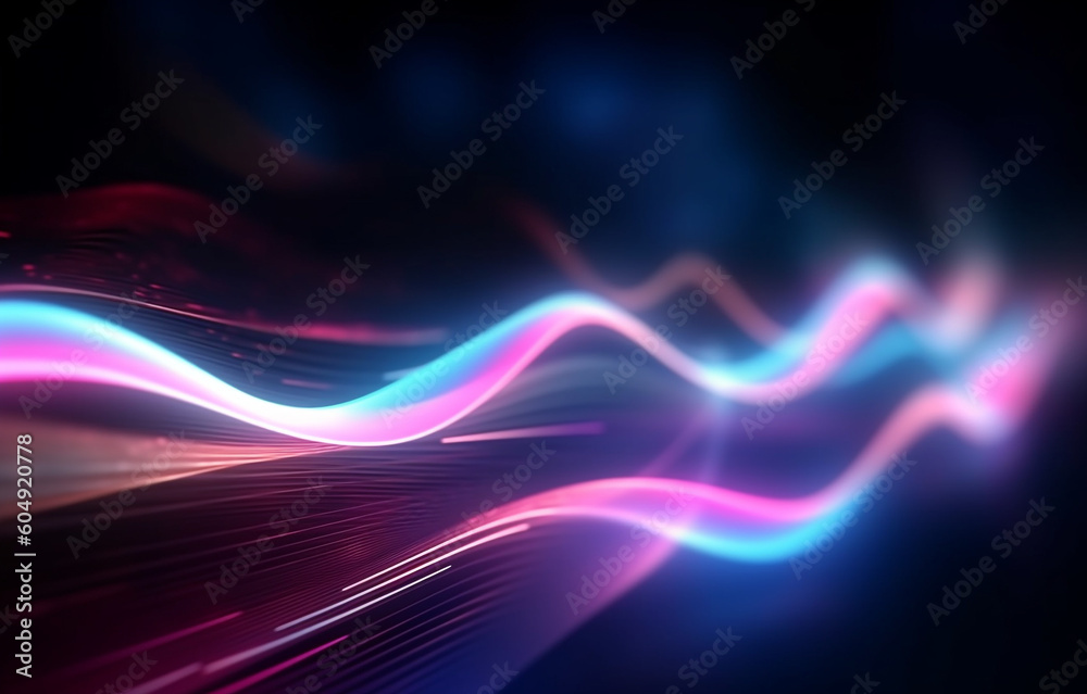 abstract futuristic background with pink blue glowing neon moving high speed wave lines and bokeh lights. Data transfer concept Fantastic wallpaper, Ai Generative abstract futuristic background with pink blue glowing neon moving high speed wave lines and bokeh lights. Data transfer concept Fantastic wallpaper, Ai Generative
