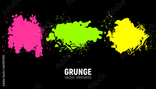 Hand drawn grunge backgrounds set. Vector brush strokes. Area for text