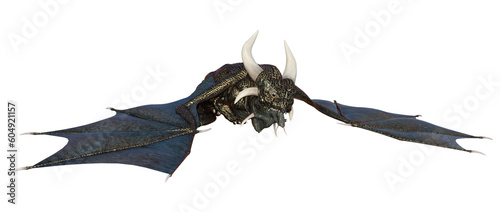 3D Rendering Fairy Tale Dragon on White