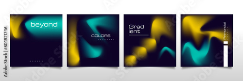 Set of Abstract Gradient Cover or Poster Design. Blurred Fluid Background