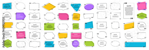 Quote box vector set. Templates quote bubbles with space for text. Vector illustration