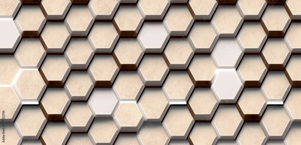Abstract hexagonal background. A large number of hexagons. Cellular, white 3d panel, Generative AI Abstract hexagonal background. A large number of hexagons. Cellular, white 3d panel, Generative AI