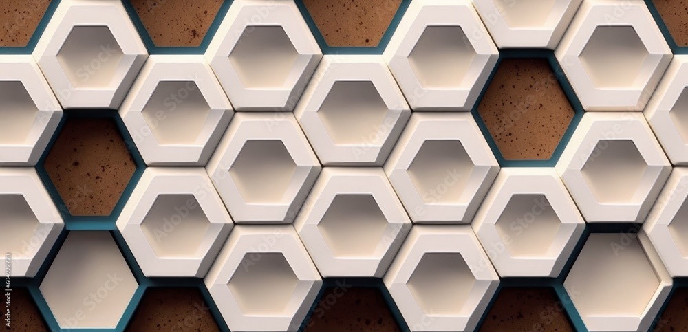 Abstract hexagonal background. A large number of hexagons. Cellular, white 3d panel, Generative AI Abstract hexagonal background. A large number of hexagons. Cellular, white 3d panel, Generative AI