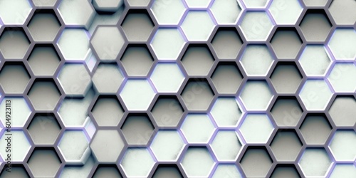 Abstract hexagonal background. A large number of hexagons. Cellular  white 3d panel  Generative AI