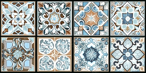 Digital wall tiles design, Print in Ceramic Industries Beautiful set of tiles, Generative AI