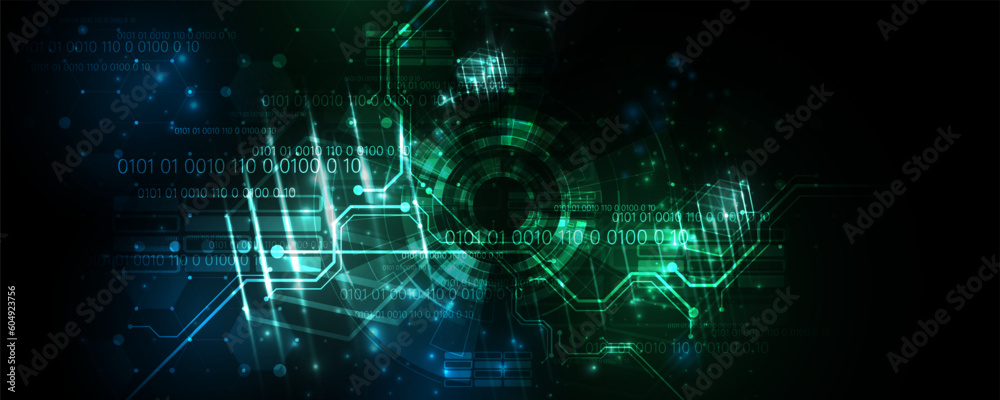 Abstract background image, high-tech technology concept and various digital data computing circuit board.