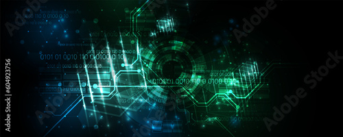 Abstract background image, high-tech technology concept and various digital data computing circuit board.