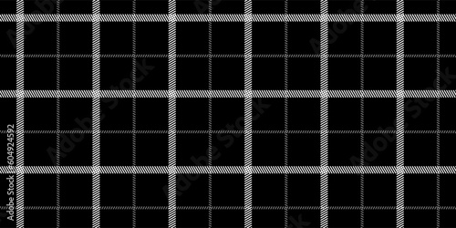 Windowpane plaid black and white seamless pattern with double narrow lines. Classic wool suit fabric. Elegant masculine design. Simple monochrome background. Twill variegated woolen material photo