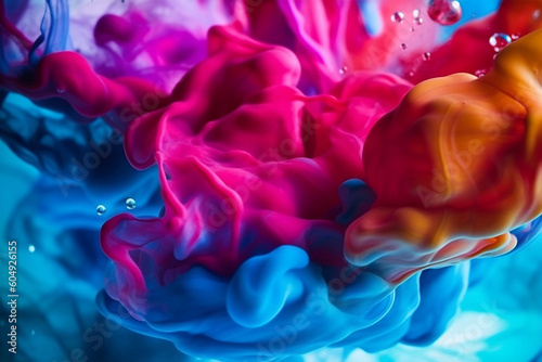 Abstract image of multicolored ink in water. 