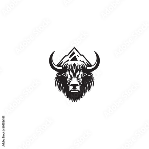simple black yak logo icon designs vector black and white photo