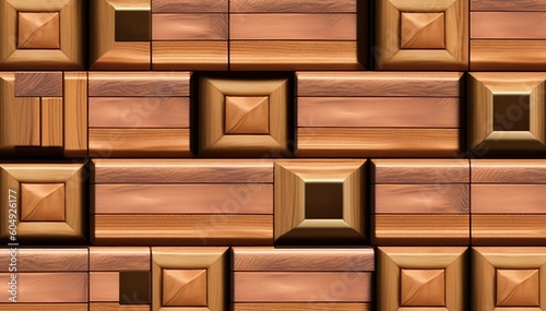 Wooden 3D Wall tiles design, wallpaper for home decor, Generative AI