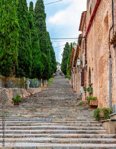Calvary Stairs in Pollensa town, Mallorca, Balearic islands, Spain © Mistervlad