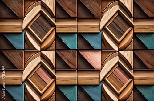 Wooden 3D Wall tiles design, wallpaper for home decor, Generative AI