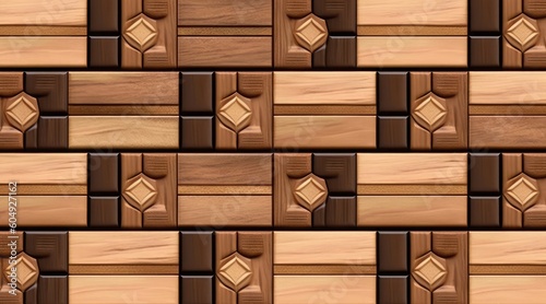 Wooden 3D Wall tiles design, wallpaper for home decor, Generative AI