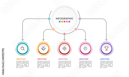 Infographic organization 5 options. Infographic planning. Vector illustration.