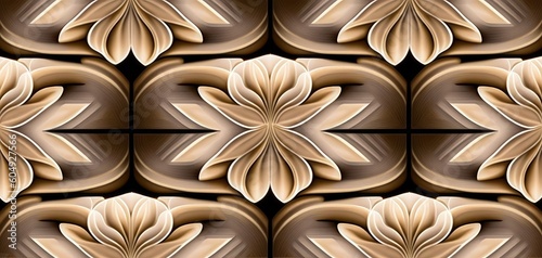 Golden flower Digital wall tiles design, Print in Ceramic Industries Beautiful set of tiles, Generative AI