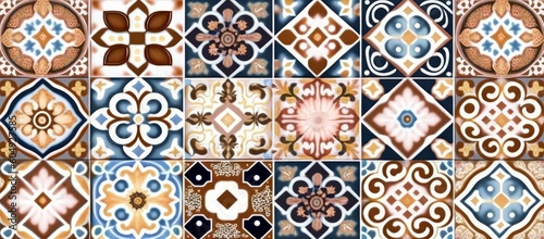 Seamless colorful patchwork Moroccan tile. motifs Majolica pottery tile. Portuguese and Spain decor wall and floor Ceramic tile Design, Generative AI