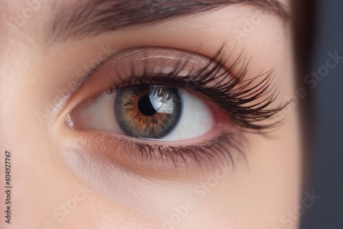 Close up detail beautiful female eye macro fashion naturel makeup