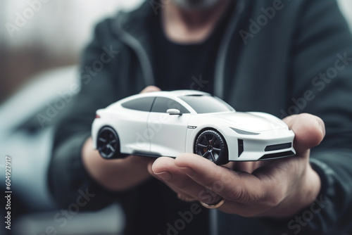 miniature car in man hand