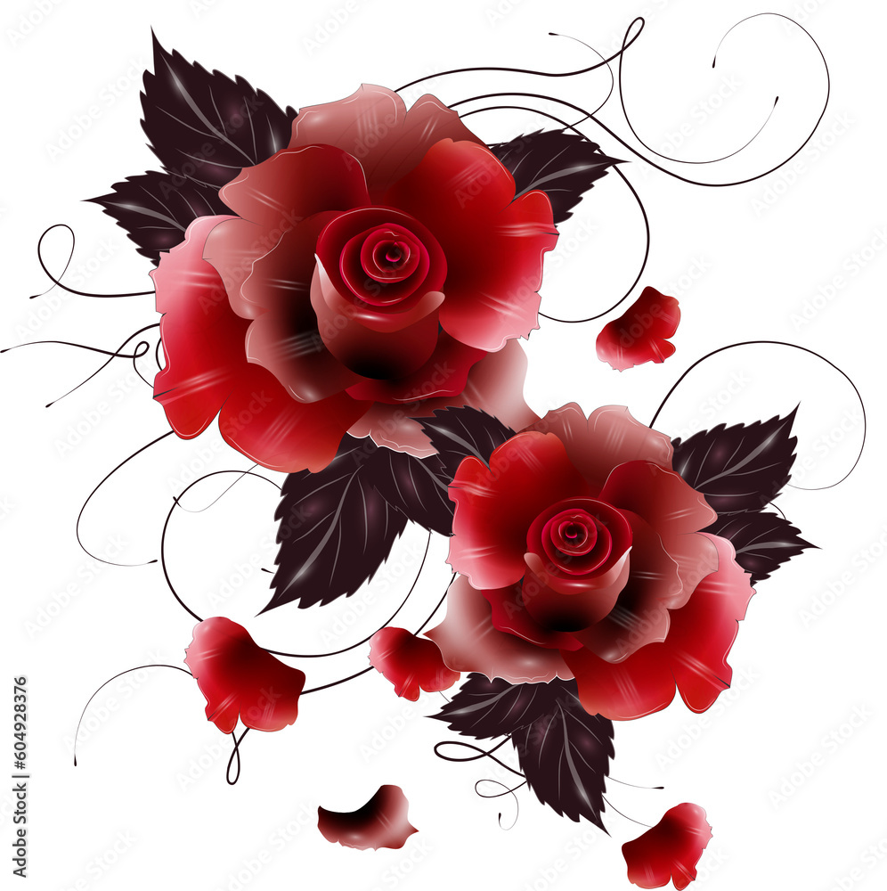 zwei wunderschöne faszinierende rote Rosen