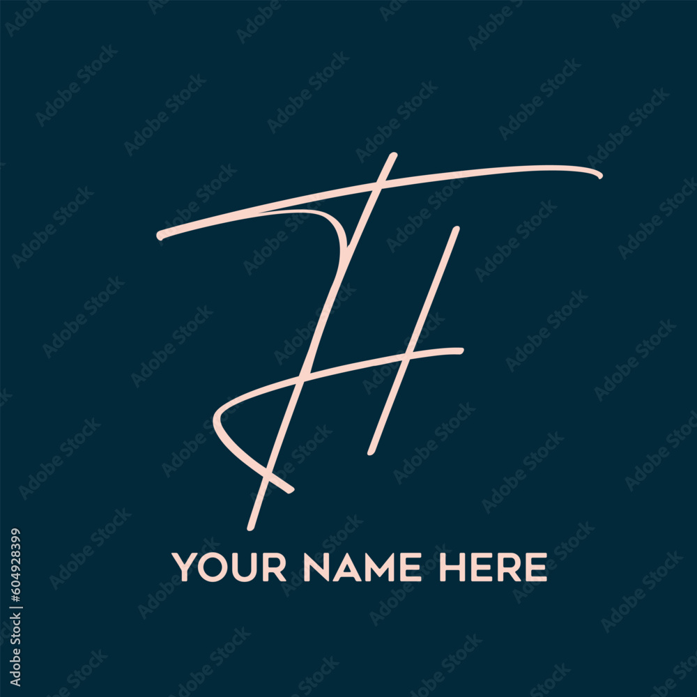 TH monogram logo calligraphic signature icon. Script letter t, letter h. Lettering sign. Wedding, fashion, beauty boutique, decorative alphabet initials. Handwritten style intertwined characters.