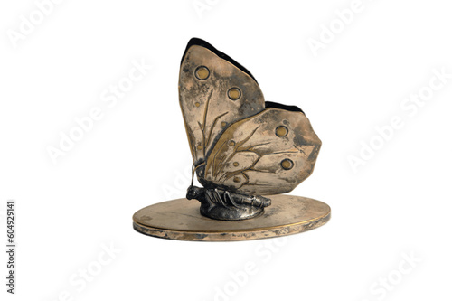 Silver plate letter holder shaped as a butterfly. Art nouveau early 1900.