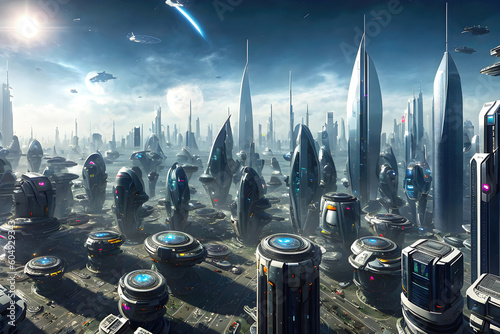 Future city 3D scene. Futur...