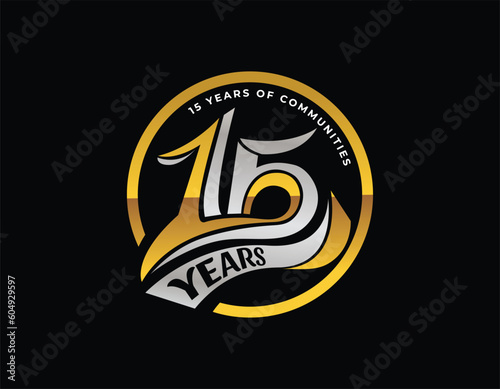 Simple 15 Years Anniversary Celebrating Logo Design Template