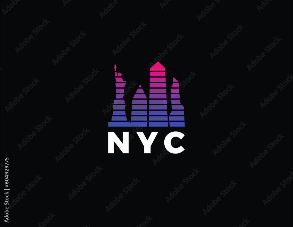 Simple NYC New York City Skyscraper Logo Design Template