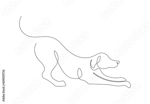 Silhouette of abstract dog as one line drawing on white background.
