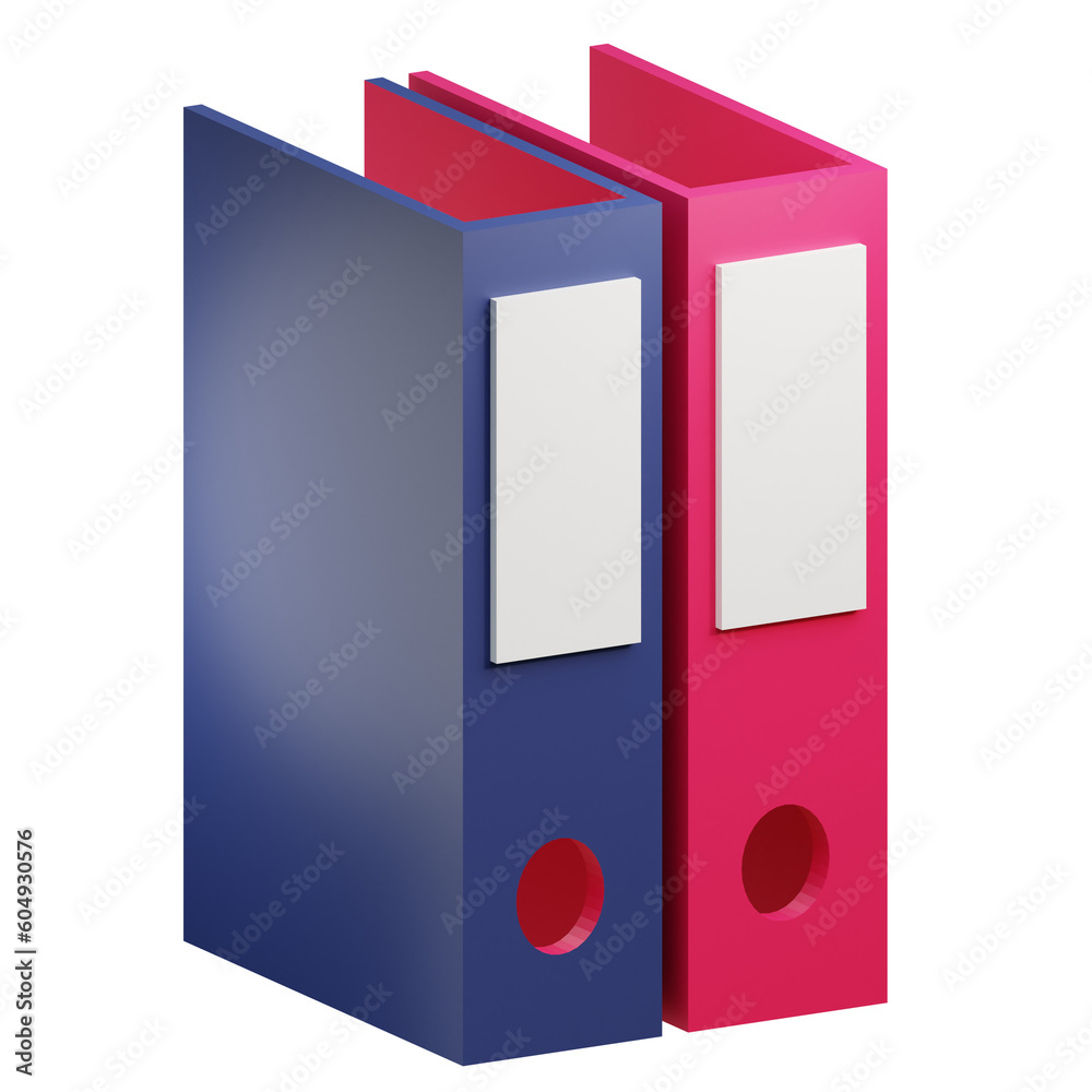 3D render illustration of two binders with transparent background 3D render illustration of two binders with transparent background