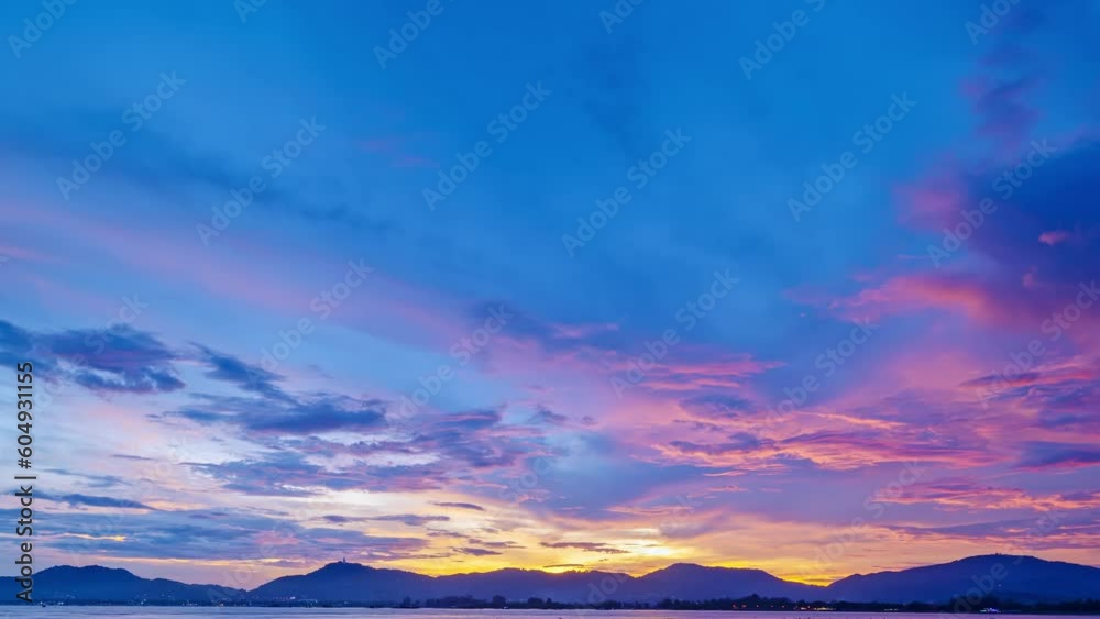 Beautiful 4K Time lapse of Majestic sunrise or sunset clouds sky landscape,Amazing colorful light of nature cloudscape sky background