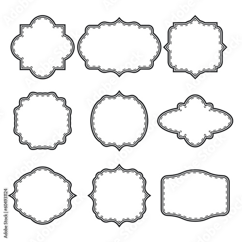 Vintage frame set. Blank liner border shape. Design elements for card, logo, poster.