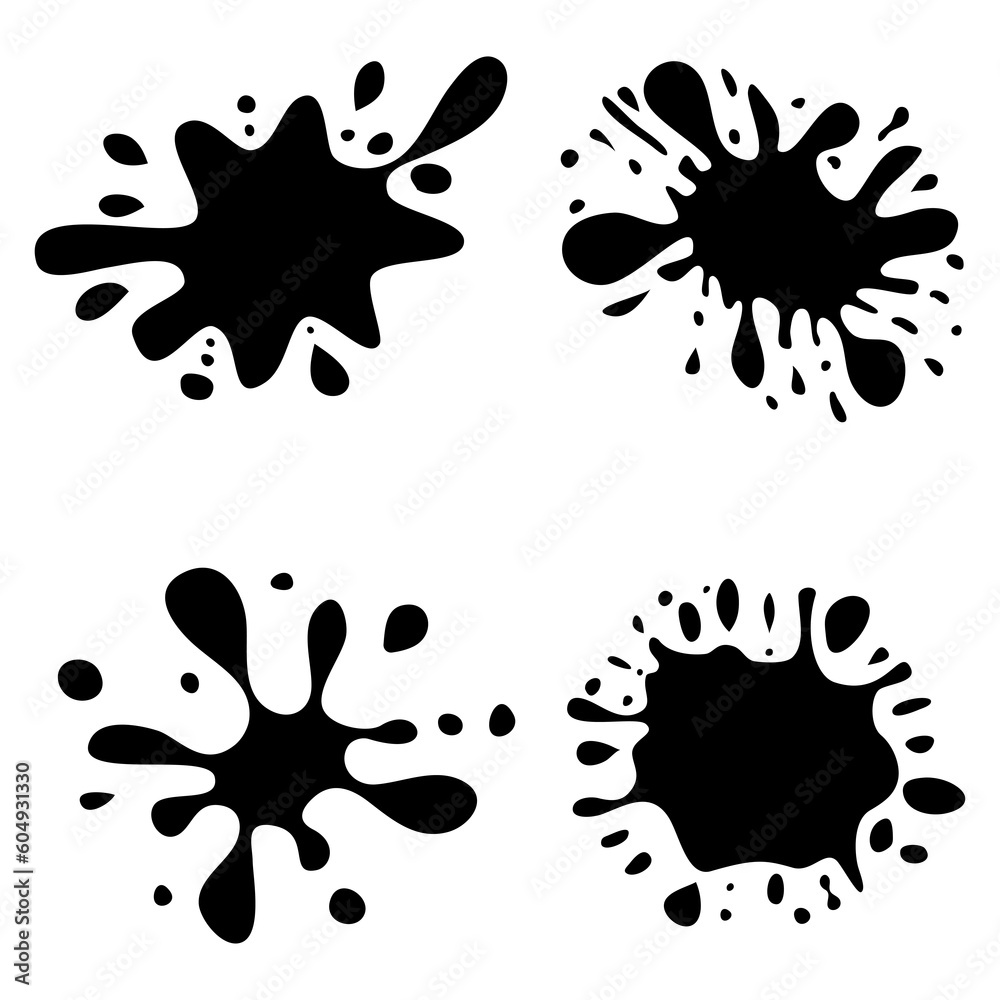 Set of black blots. Splash stains. Set of black blots. Splash stains.