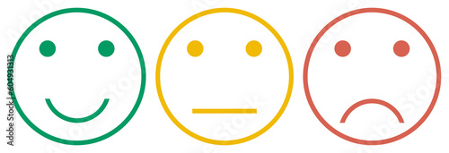 Emoticons. Set of smiley line icons. Feedback emotions face. Positive, normal, negative.