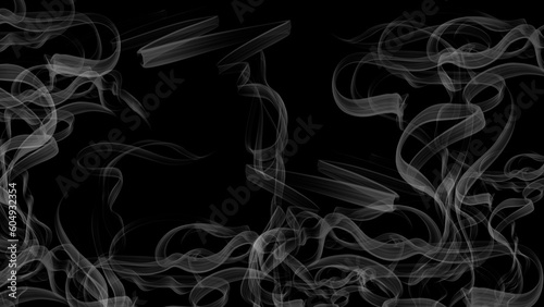 Fotografie several white smokes on a black background that occupy the entire frame