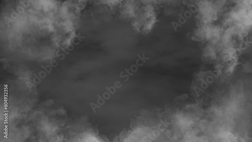 smoke shaped frame and white smoke background with black background
