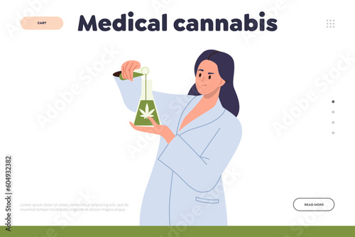 Medical cannabis landing page for science lab online service providing marijuana products production
