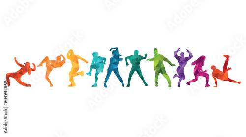 Detailed vector illustration silhouettes of expressive dance people dancing. Jazz funk  hip-hop  house. Dancer.