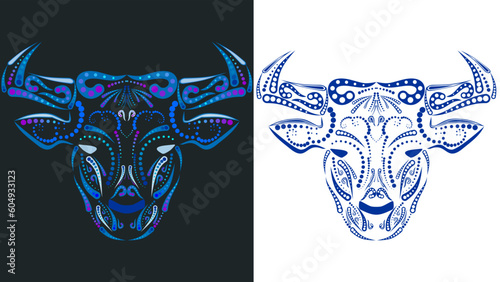 mexican talavera pattern bull design puebla art illustration in vector format