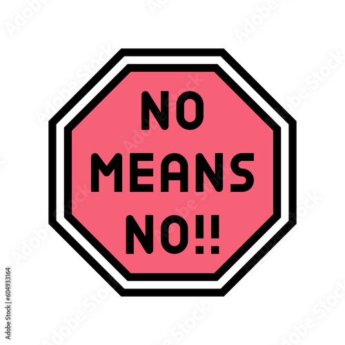 no means no feminism woman color icon vector. no means no feminism woman sign. isolated symbol illustration